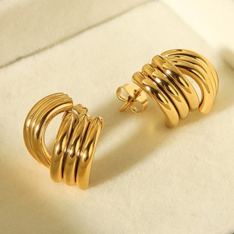 Kolczyki ze stali szlachetnej platerowane 14k złotem, sztyft KST3325