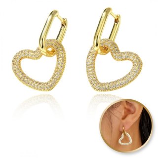 Kolczyki ze stali szlachetnej pozłacanej 14k złotem, SERCE KST3318