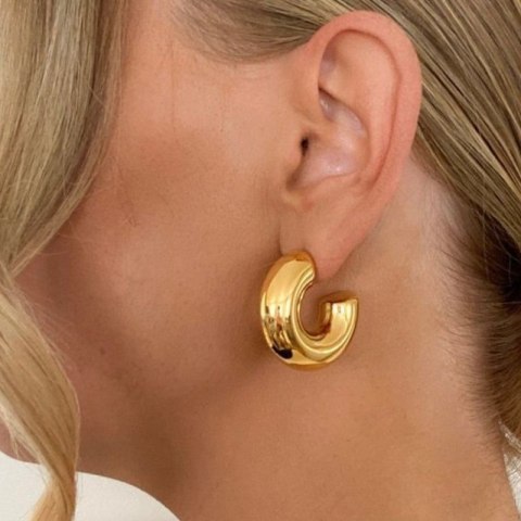 Kolczyki ze stali szlachetnej pozłacanej 14k złotem, grube KOŁA sztyft KST3324