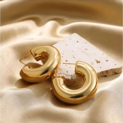 Kolczyki ze stali szlachetnej pozłacanej 14k złotem, grube KOŁA sztyft KST3324