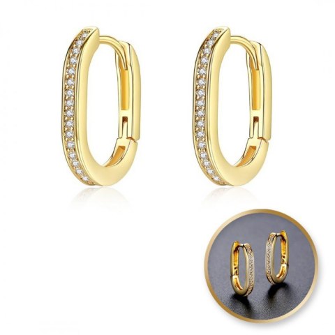 Kolczyki ze stali szlachetnej pozłacanej 14k złotem z cyrkoniami KST2853