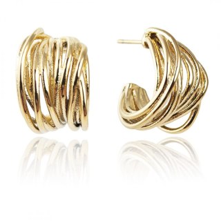 Kolczyki ze stali szlachetnej pozłacanej 14k złotem z cyrkoniami, sztyft KST2973