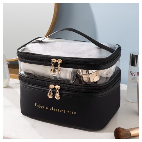 Kosmetyczka rozkładana 2 poziomowa 17x23x15cm różowa KS92WZ4