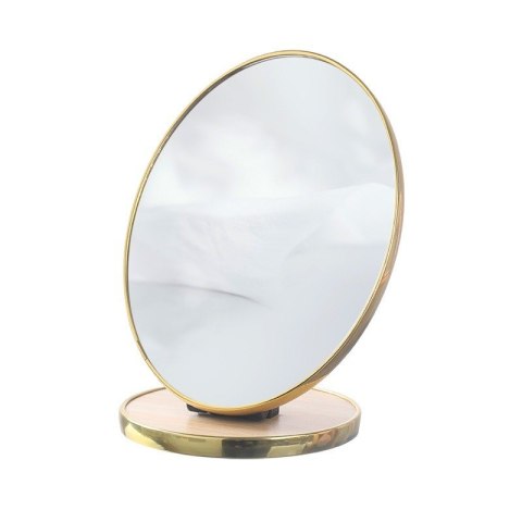 Lusterko kosmetyczne stojące drewniane, owalne, złota ramka 15 x 20cm L18