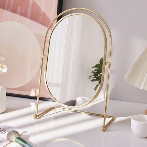 Lusterko kosmetyczne stojące złote XL jednostronne wysokość 27cm L21