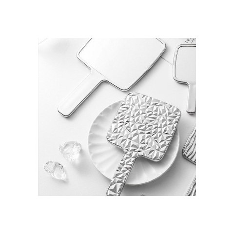 Lusterko kosmetyczne z rączką, jednostronne XL wysokość 23cm srebrne L24S