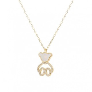 Naszyjnik stal szlachetna pozłacana 14k złotem, MIŚ masa perłowa, cyrkonie NST2169