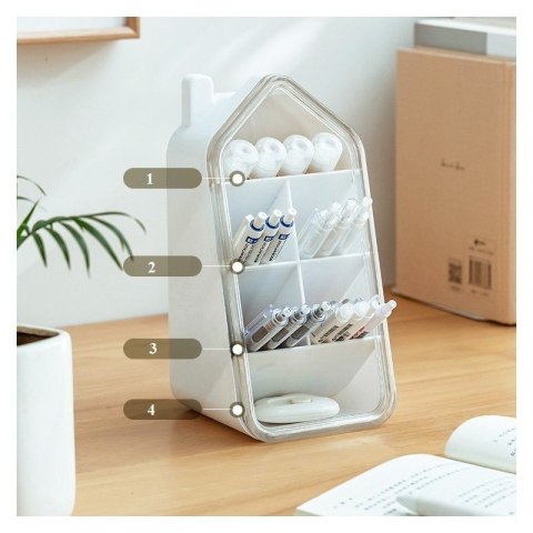 Organizer biurowy, przybornik z przegródkami, domek 11 x 11 x 21,6cm CB72