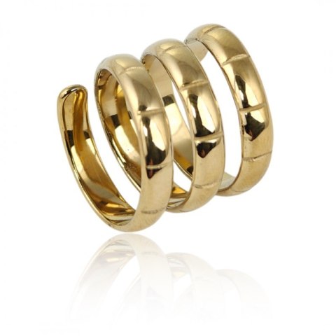 Pierścionek stal chirurgiczna platerowana złotem, spirala PST944, Rozmiar pierścionków: US8 EU17