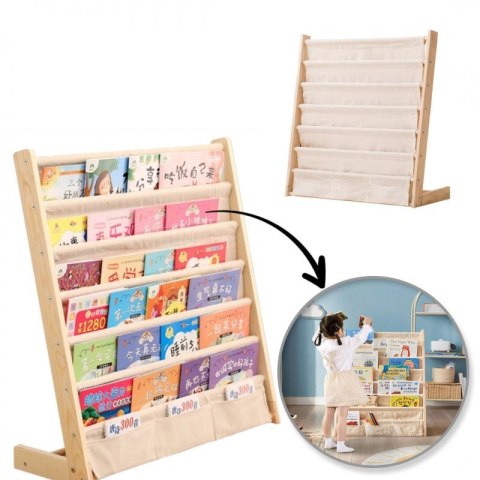 Regał, 6 poziomowy stojak, organizer na książki z kieszonkami 79 x 60 cm SZ45