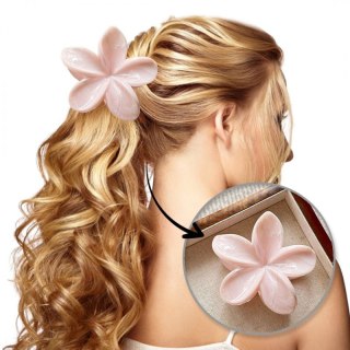 Spinka do włosów klamra XL kwiat, marmurek jasny róż 7,5 x 8cm SP406