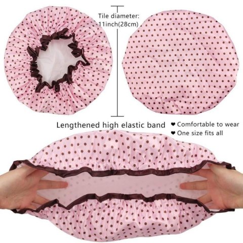 Wodoodporny czepek ochronny, kąpielowy na włosy, do spania, KROPKI KCZ01