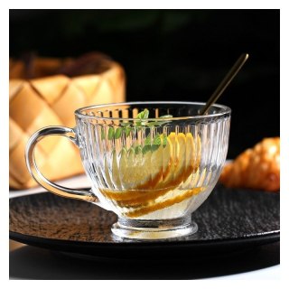 Zestaw 6szt. filiżanek szklanek ryflowanych dużych 380ml SZK150ZESTAW6