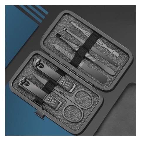 Zestaw akcesoriów do manicure, pedicure w etui, czarny 12w1 AK21