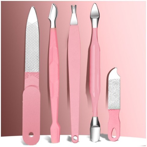 Zestaw akcesoriów do manicure, pedicure w etui różowe 12w1 AK20