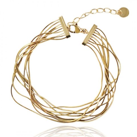 Bransoletka na rękę stal chirurgiczna pozłacana 14k złotem żyłki BST1544