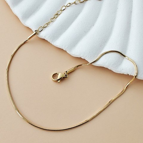 Bransoletka na stopę stal chirurgiczna pozłacana 14k złotem, żyłka - BST1560