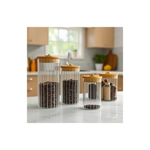 Cukiernica, pojemnik ryflowany z przykrywką bambusowa, rozm. M, 850 ml 1szt SZK168