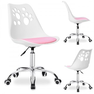 Fotel biurowy Puppy Love obrotowy do biurka dziecięcy, biało różowy KO16BJR