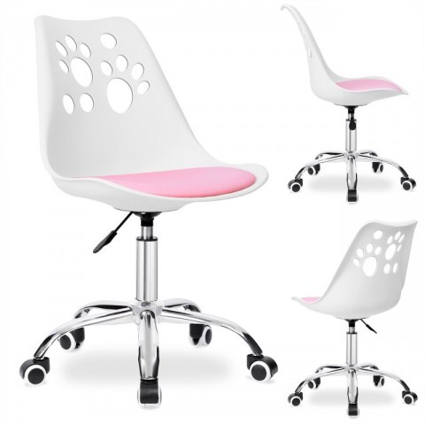 Fotel biurowy Puppy Love obrotowy do biurka dziecięcy, biało różowy KO16BJR