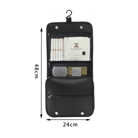 Kosmetyczka rozkładana elegancka kuferek etui z rączką czarna KS153CZ