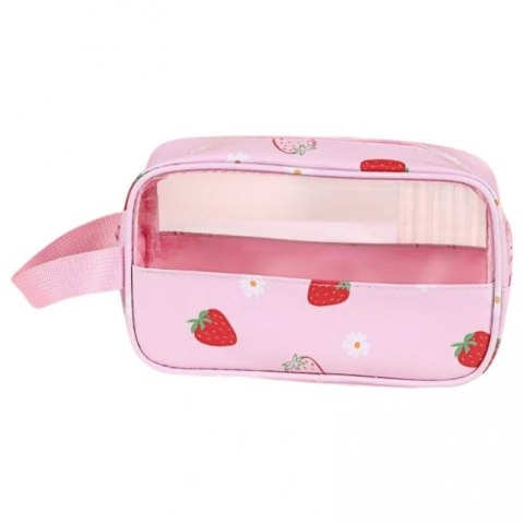 Kosmetyczka rozkładana przenośna kuferek rozmiar S 22x7x13cm TRUSKAWKI KS149