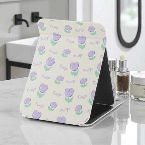 Lusterko kosmetyczne z ekoskóry, otwierane, stojące duże, tulipany 15 x 20 cm L22