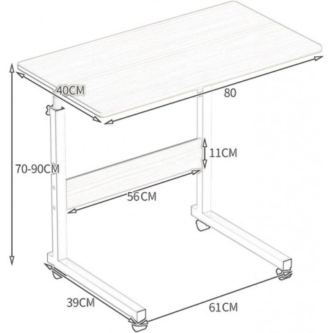 Mobilne biurko stolik pod laptop tablet, regulowane na kółkach STL03WZ4