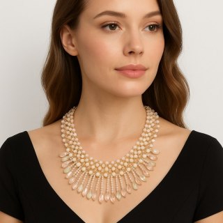 Naszyjnik kolia XXL złota wachlarz róż N418R