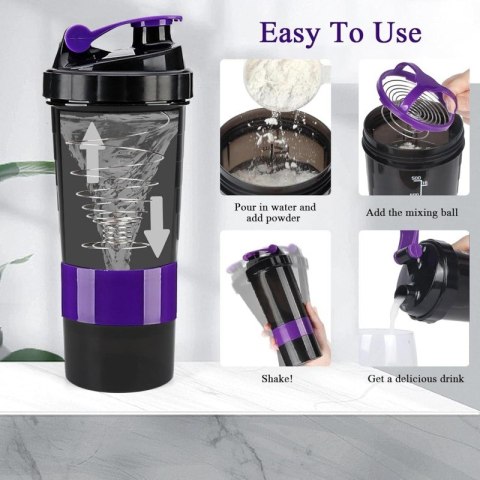 Shaker sportowy, bidon Twist Off do odżywki białkowej z sitkiem 500ML BD55FIO