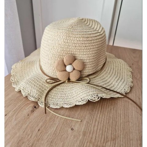 ZESTAW torebka i kapelusz 52cm dla dziewczynki słomiane KWIAT CZ55