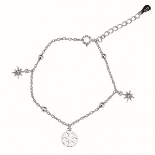 Bransoletka rodowane srebro S925 Śnieżynki BST927