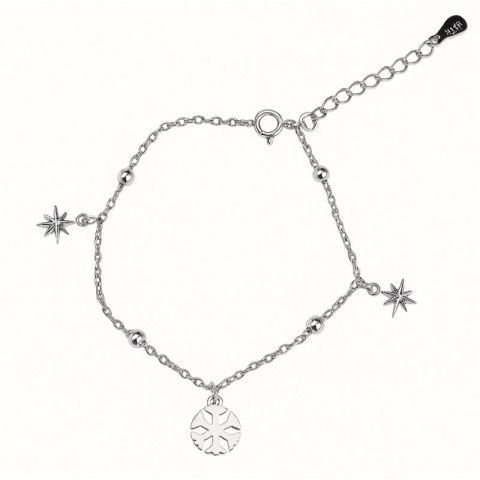 Bransoletka rodowane srebro S925 Śnieżynki BST927
