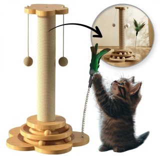 Drapak dla kota 43cm, 4w1 zabawka piłki, kulki, piórka KOT22