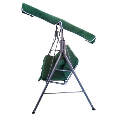 Huśtawka ogrodowa 3-osobowa z baldachimem i 2 poduszkami, zielona HO01ZIE