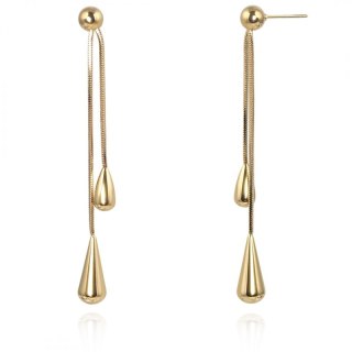 Kolczyki ze stali szlachetnej platerowane 14k złotem ŁEZKI wiszące KST3349