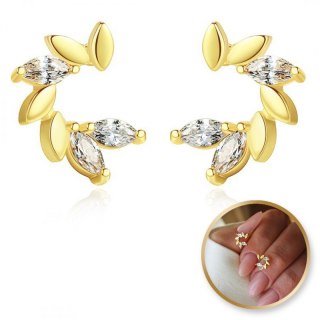 Kolczyki ze stali szlachetnej pozłacane 14k złotem, cyrkonie KST2847