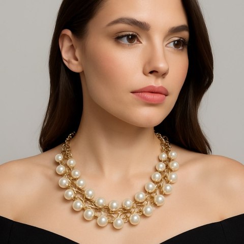 Kolia Zarka perły na złotym łańcuchu, efektowna N97