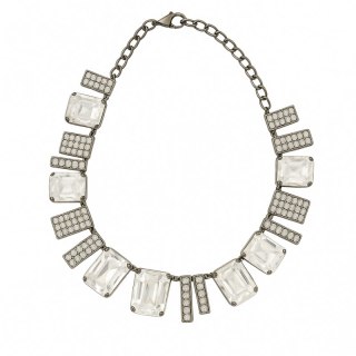 Kolia kwadraty i prostokąty srebro cyrkonie N415S