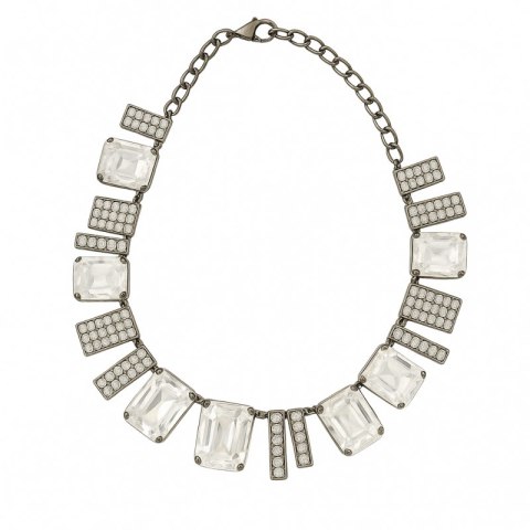 Kolia kwadraty i prostokąty srebro cyrkonie N415S