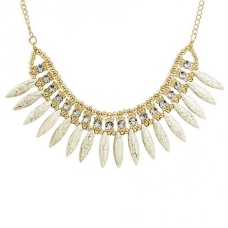 Kolia łezki geometria, naszyjnik marmurek biały z cyrkoniami N215B