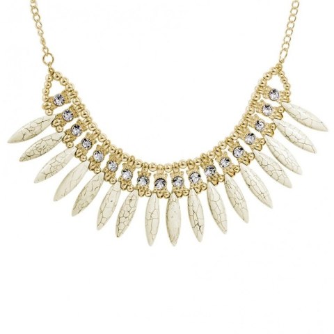 Kolia łezki geometria, naszyjnik marmurek biały z cyrkoniami N215B