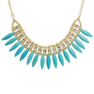 Kolia łezki geometria, naszyjnik marmurek biały z cyrkoniami N215M