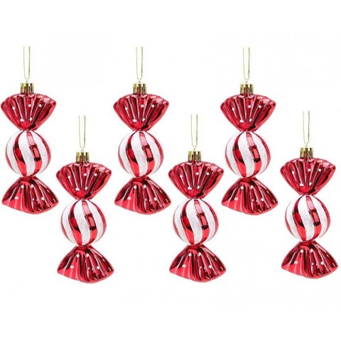 Komplet bombek cukierki 6szt w opakowaniu 8,5cm, bombki na choinkę KSN94