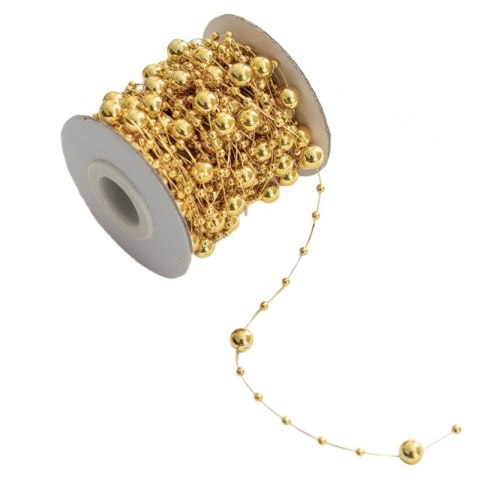 Łańcuch na choinkę 10m girlanda koraliki złote BOŻE NARODZENIE WOZ13