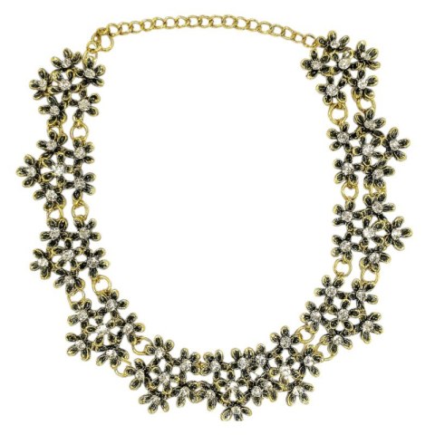 NASZYJNIK AŻUROWY KWIATUSZKI STARE ZŁOTO N261Z