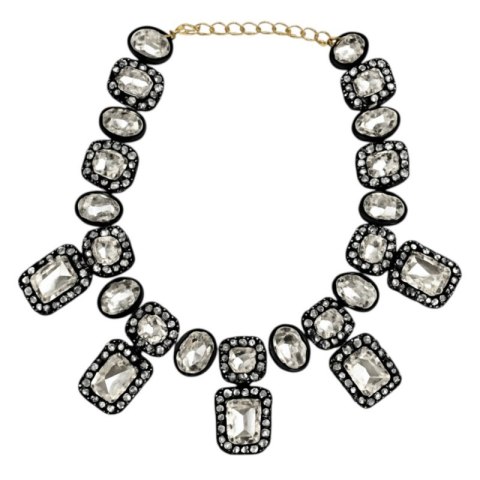 NASZYJNIK KOLIA XXL CZARNA, EFEKTOWNE KRYSZTAŁY N431B