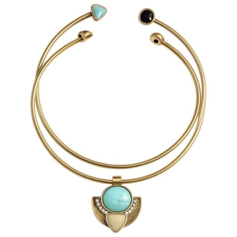 NASZYJNIK KOLIA PODWÓJNA OBRĘCZ BLUE STONE N229