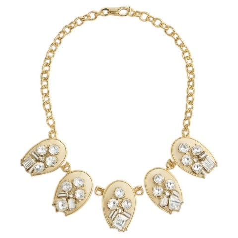 Naszyjnik kolia kremowy cyrkonie, złoty łańcuch N105