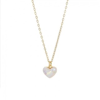 Naszyjnik stal szlachetna pozłacana 14k złotem, SERCE masa perłowa NST2170